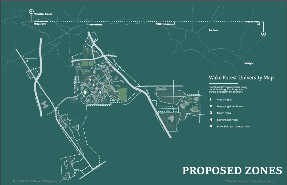 Baskervill has proposed five design ideas for various campus location. (Courtesy of Wake Forest University)